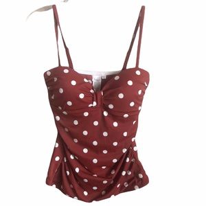Boden Polk A Dot Tankini Burnt Orange & White 8